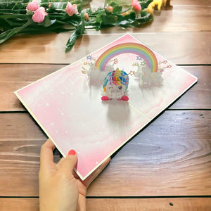 Sweetheart Baby Unicorn with Stars & Rainbow Pop Card