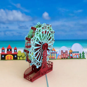 Handmade Turquoise Ferris Wheel 3D Pop Up Card - Online Party Supplies