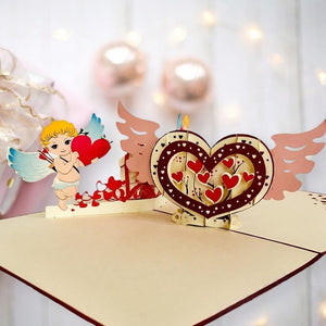Handmade Two Cupids and Heart Pop Up Valentine's Day Card - Online Party Supplies