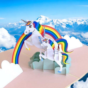 Online party supplies Handmade Rainbow Unicorn Mum and Baby Pop Up Greeting Birthday Card