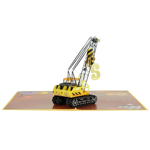 Handmade Happy Birthday All-Age Crane Truck 3D Pop-Up Card – A Customisable Celebration for Every Kid.