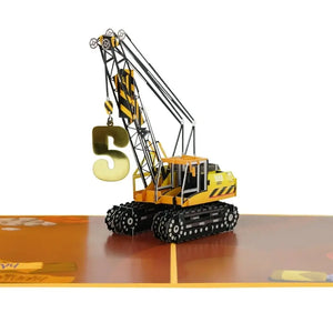 Handmade Happy Birthday All-Age Crane Truck 3D Pop-Up Card – A Customisable Celebration for Every Kid.