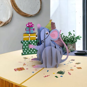 Happy Birthday Little Mouse with Present Pop Up Card