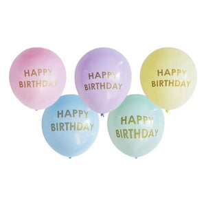 Happy Birthday pastel latex balloons