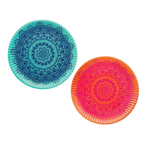 Colourful Diwali mandala serving platters