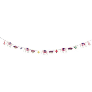Colourful Diwali garland with elephants, diyas and tassels