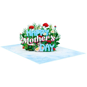 Happy Mother's Day Blue Spring Flower Garden 3D Card