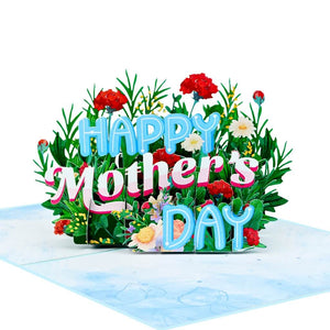 Happy Mother's Day Blue Spring Flower Garden 3D Card