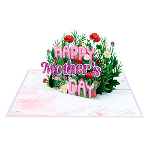 Handcrafted 'Happy Mother's Day' Colourful Spring Flower Garden 3D Card