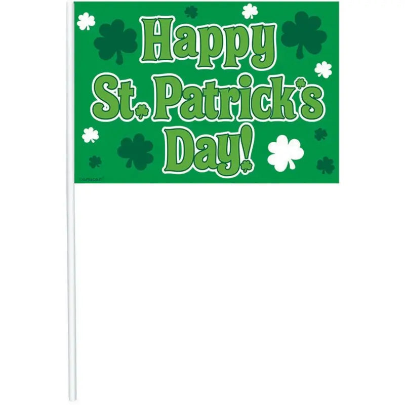 Happy St Patrick's Day Plastic Flags 12pk