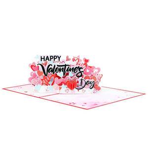 Happy Valentine's Day Red Love Heart Garden 3D Pop Card