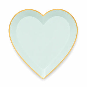 Gold rim mint heart plates