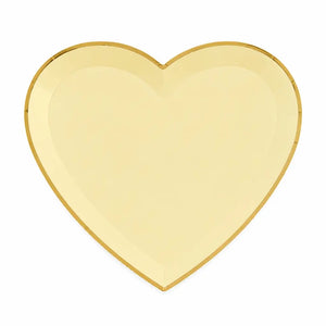 Heart shaped yellow party plates for baby showers