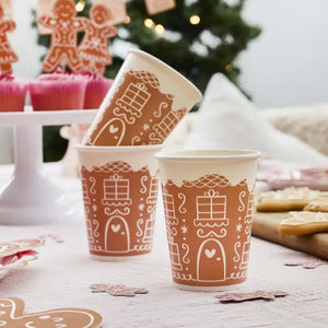 Christmas gingerbread house paper cups perfect for winter parties and celebrations