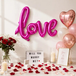 Hot Pink Love Script Foil Balloon