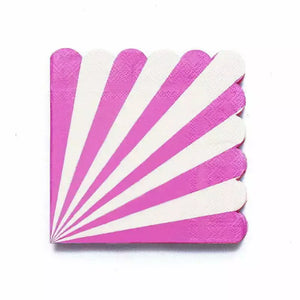 Hot Pink & White Candy Stripe Scallop Paper Napkins 16pk