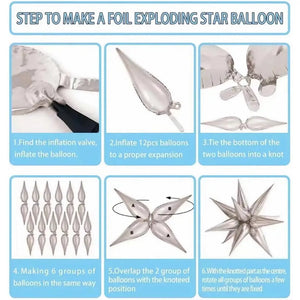 22-inch Jumbo Black & White Checked Burst Star Foil Balloon