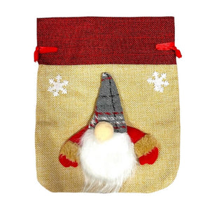 Ivory Woodland Santa Hessian Gift Bag with Drawstring