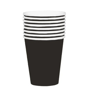 Pack of 8 Black Paper Cups 266ml