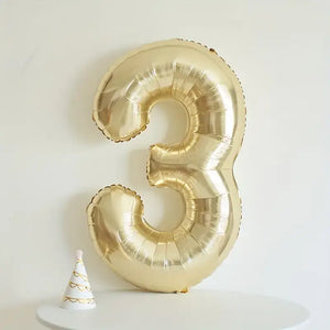 40-inch Jumbo White Gold Number 3 Foil Balloon