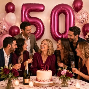 40-inch Jumbo Burgundy age 50 Foil Balloon party decor