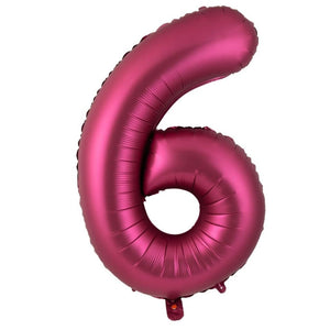 40-inch Jumbo Burgundy Number 6 Foil Balloon