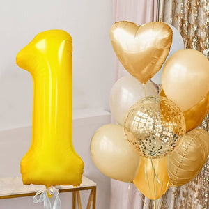jumbo 40-inch yellow number 1 foil balloon inflated with helium