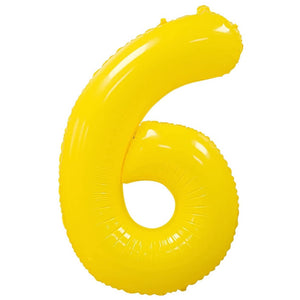 40-inch yellow foil number 6 balloon for baby shower or event