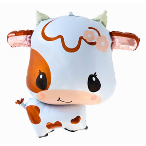Jumbo White & Brown Cartoon Cow Foil Balloon