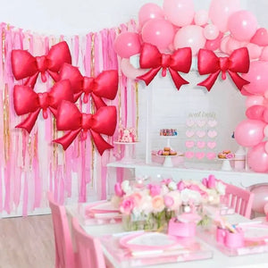 Jumbo matte red Ribbon Bow Foil Balloon Party Decorations