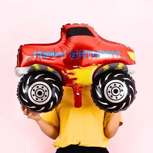 Monster truck shaped party balloon with flames