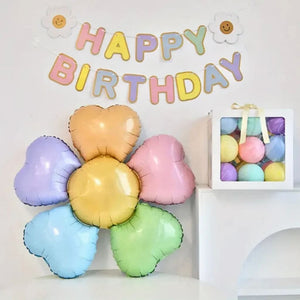 soft pastel daisy balloon with rainbow petals party decoration