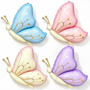 Jumbo pastel side-profile butterfly balloons in four selectable colours