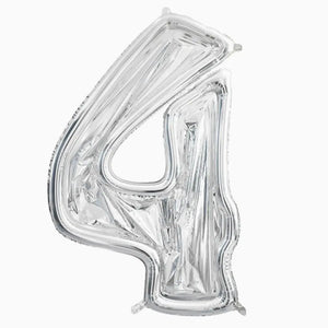 165cm Jumbo Silver Foil Balloon Mosaic Number 4 Frame