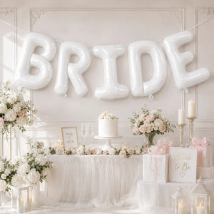 40-inch Jumbo White BRIDE Foil Balloon Banner