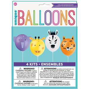 Jungle Animal Make Your Own Balloon Kit 4pk kids birthday party activities & party favours
