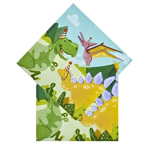 Dinosaur themed paper lunch napkins for kids party 12 pack