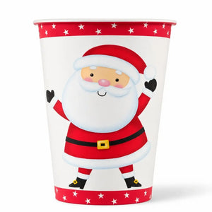 Pack of eight 270ml Santa Christmas paper cups