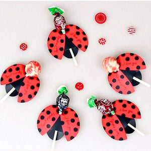 Red Lady Bug Lollipop Stick Holders 20pk