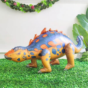 3d Freestanding Blue & Orange Ankylosaurus Dinosaur Foil Balloon