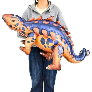 3d Freestanding Blue & Orange Ankylosaurus Dinosaur Foil Balloon
