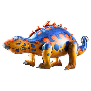 3d Freestanding Blue & Orange Ankylosaurus Dinosaur Foil Balloon