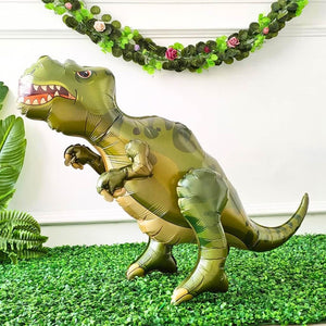 3d Freestanding Green Mighty T-rex Dinosaur Foil Balloon