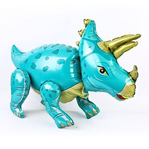 Large 4D Freestanding Blue Triceratops Dinosaur Foil Balloon