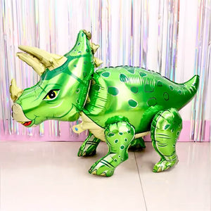 Large 4D Standing Green Triceratops Dinosaur Foil Balloon