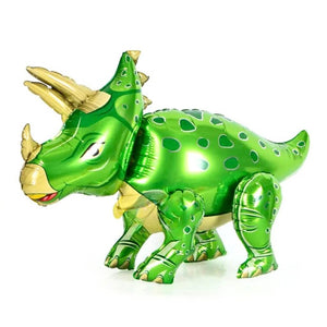 Large 4D Standing Green Triceratops Dinosaur Foil Balloon
