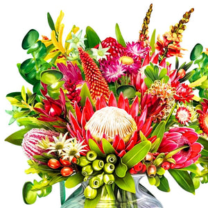 Blooming 3D Pop-Up Australian Native Flower Bouquet in Glass Vase