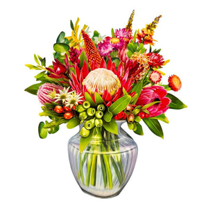 Blooming 3D Pop-Up Australian Native Flower Bouquet in Glass Vase