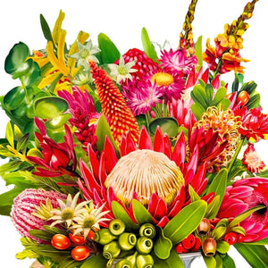 Blooming 3D Pop-Up Australian Native Flower Bouquet in Glass Vase
