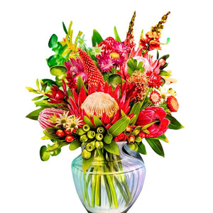 Blooming 3D Pop-Up Australian Native Flower Bouquet in Glass Vase